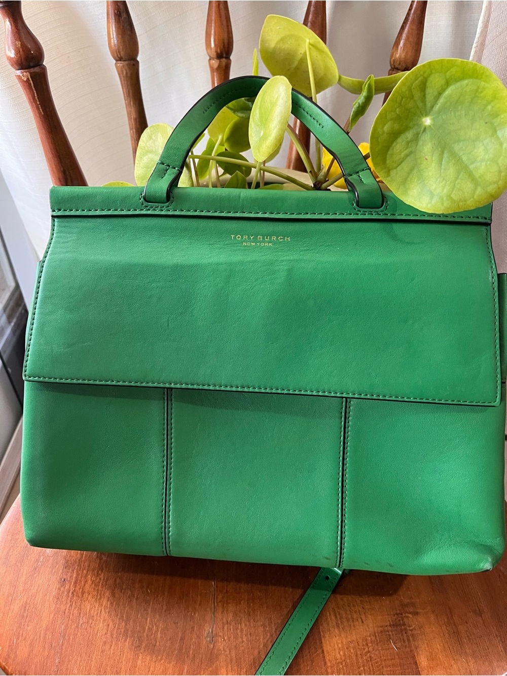 Tory Burch Green Leather Crossbody Top-Handle Bag